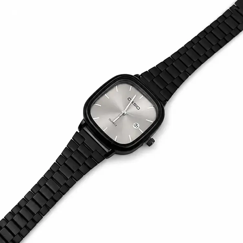 ساعت مچی زنانه کاسیو CASIO اولدمانی مشکی صفحه سیلور