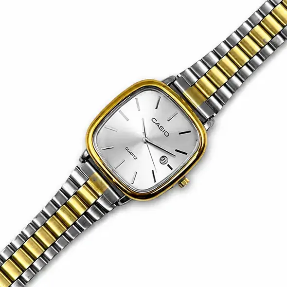 ساعت مچی مردانه کاسیو CASIO اولدمانی سفیدطلایی صفحه سفید