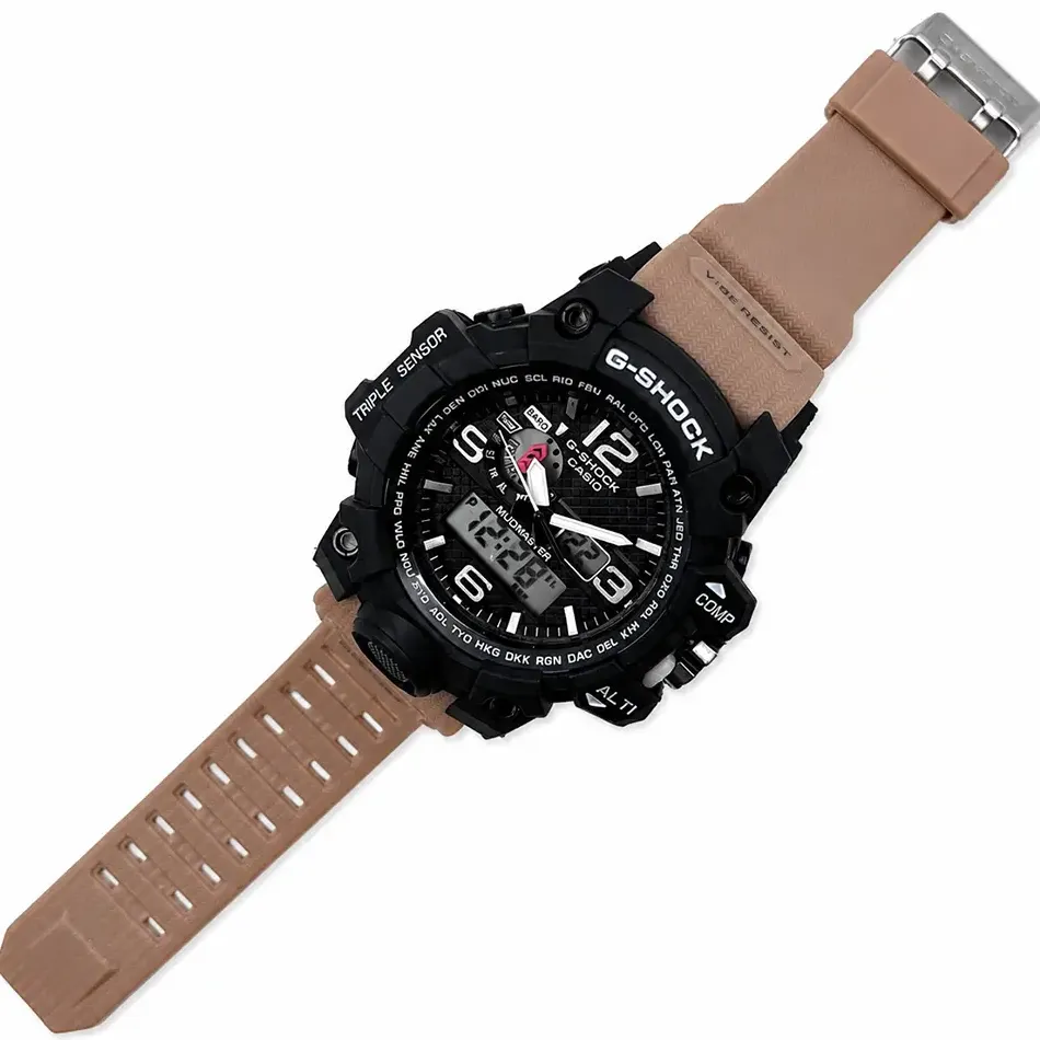 ساعت مچی جی شاک G_SHOCK دوزمانه مشکی نسکافه ای