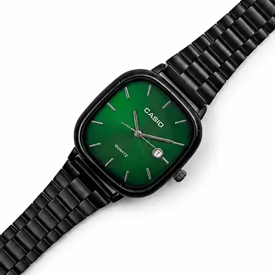 ساعت مچی مردانه کاسیو CASIO اولدمانی مشکی صفحه سبز