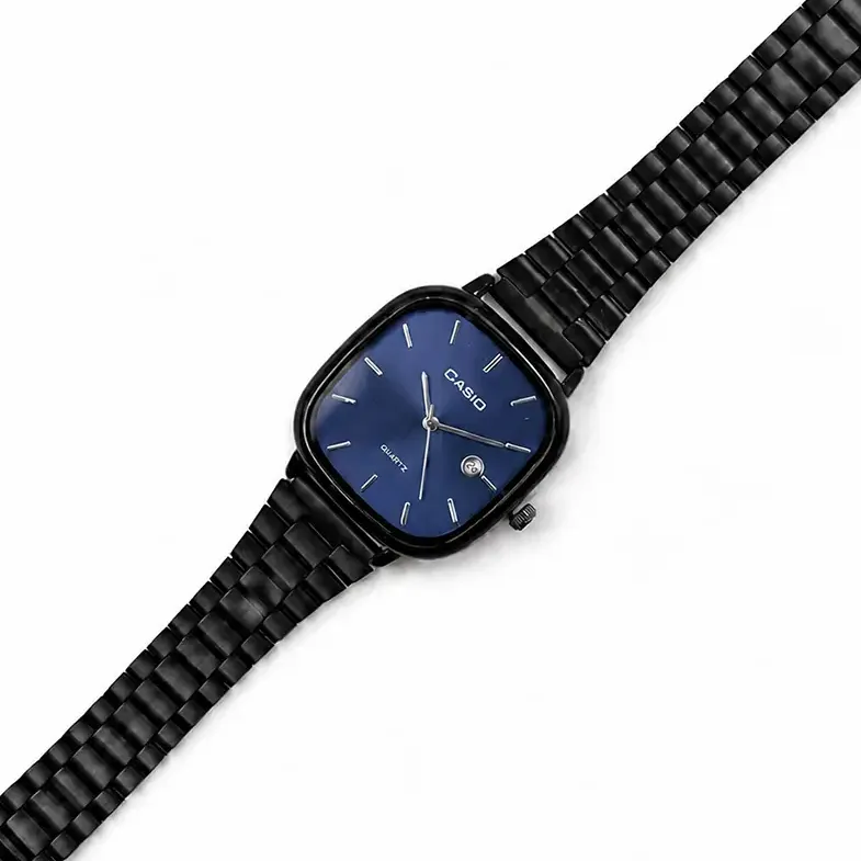 ساعت مچی زنانه کاسیو CASIO اولدمانی مشکی صفحه آبی