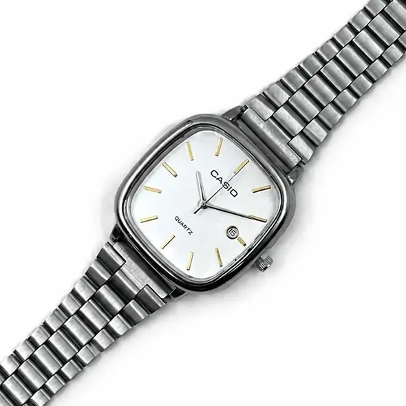 ساعت مردانه کاسیو CASIO اولدمانی سیلور صفحه سفید